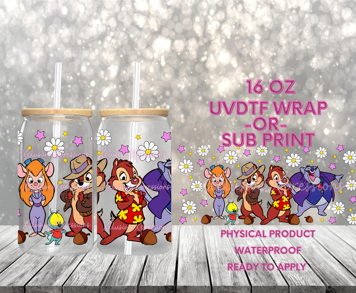 #635 Rescue Chipmunks, POD 16 oz UVDTF P2O