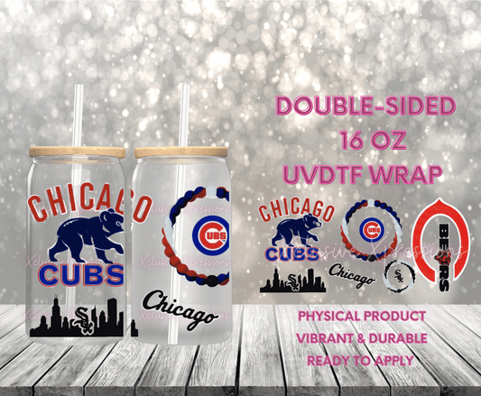 #739 Chicago Cubs Baseball, Double Sided 16 oz UVDTF