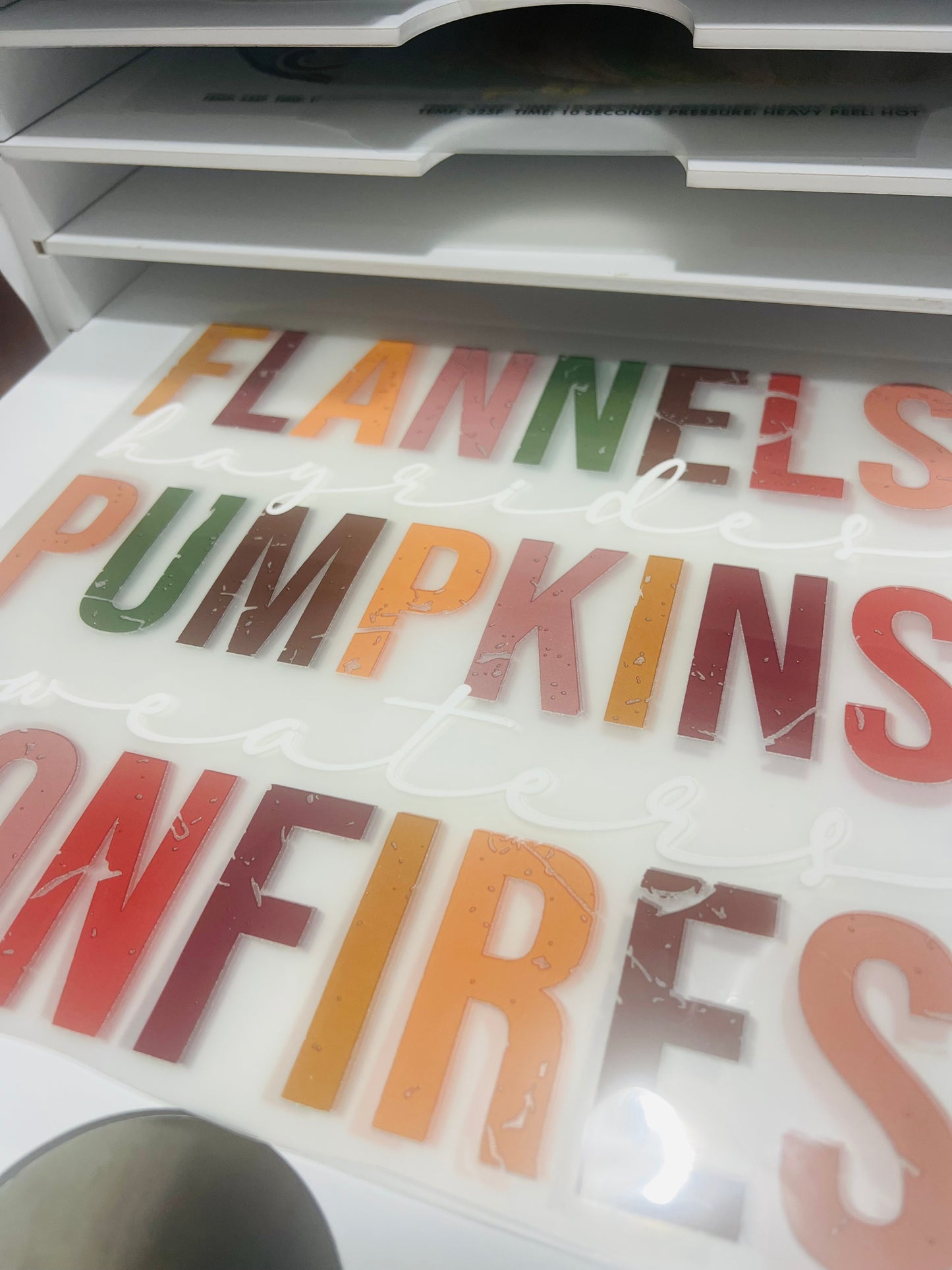 Flannels Pumpkins Bonfires, Clear Screenprint