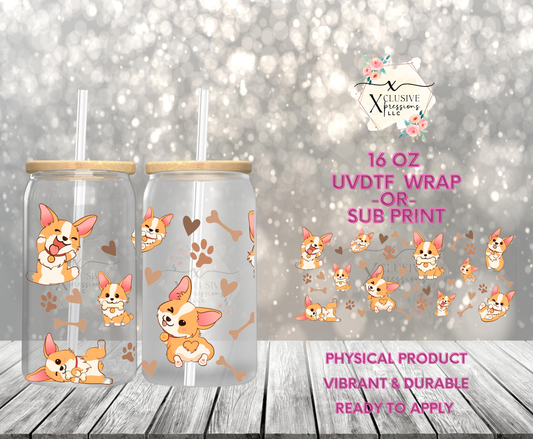 #909 Corgi Dog, 16 oz UVDTF P2O