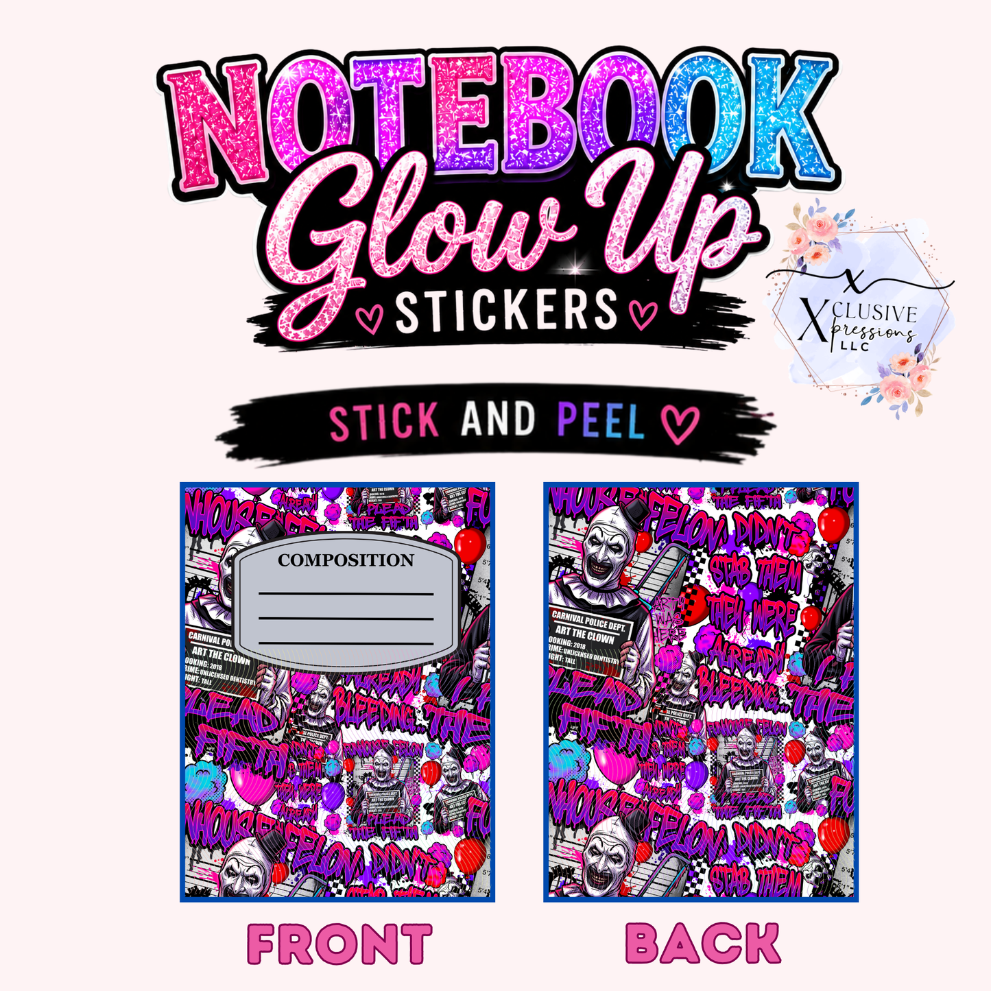 Clown Horror, Notebook Glow Up™ Stickers