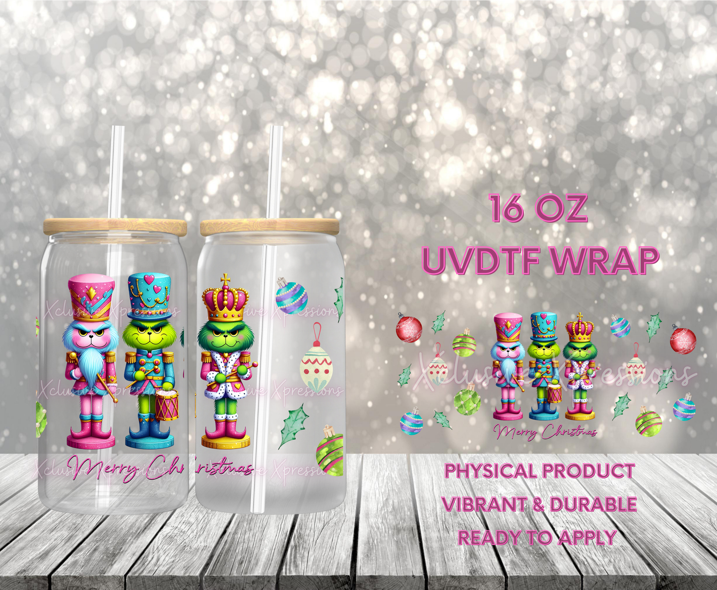 #813, Xmas Green Guy Nutcracker, Single-Sided 16 oz UVDTF