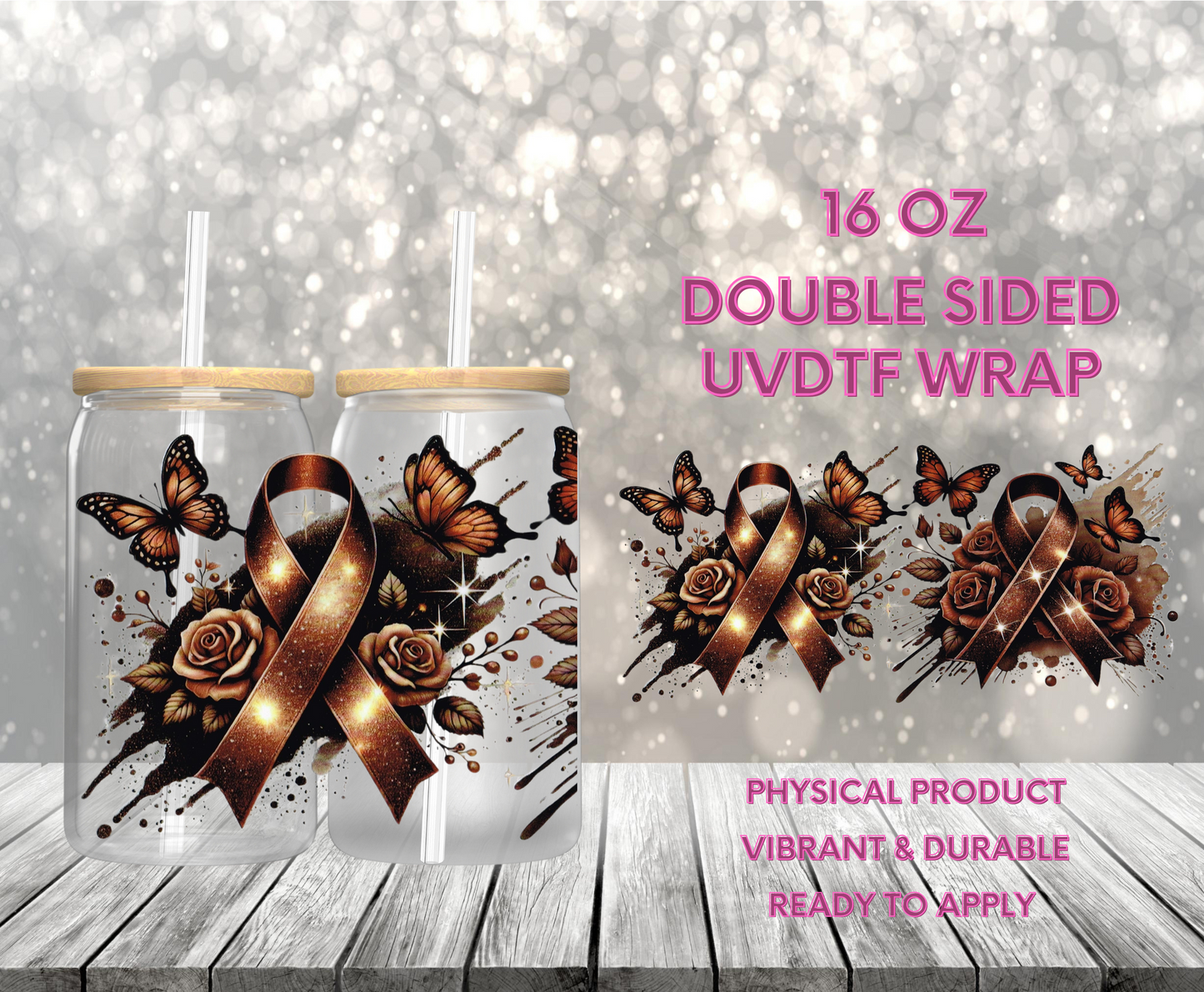 #1047 Brown Awareness Ribbon, 16 oz Double-sided UVDTF