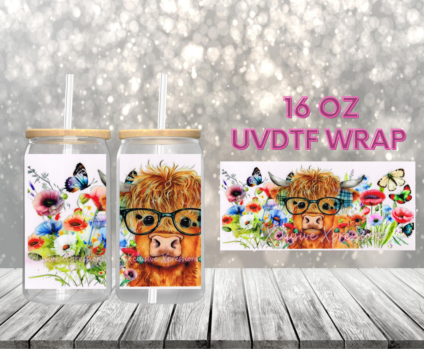 #519 Cow & Glasses, 16 oz UVDTF