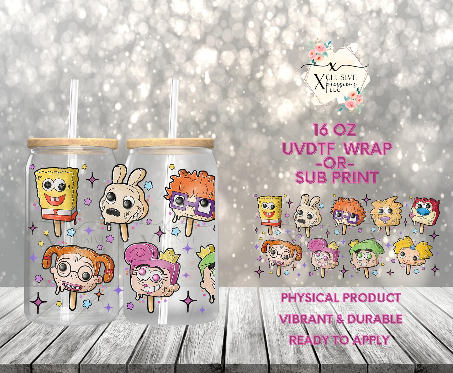 #922 80s Popsicle Friends, 16 oz UVDTF P2O