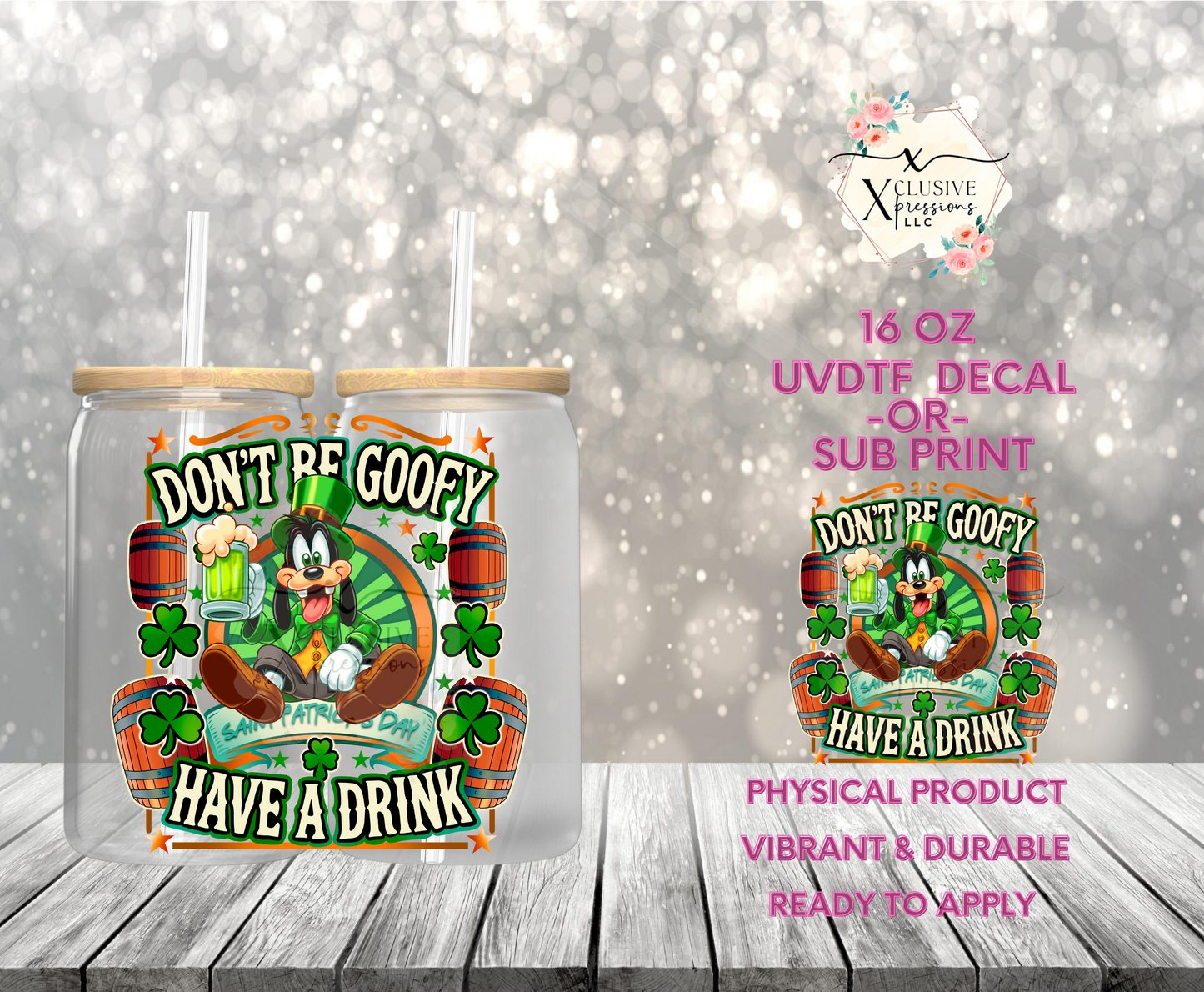 #874 Goofy St Patricks, UVDTF Decal POD