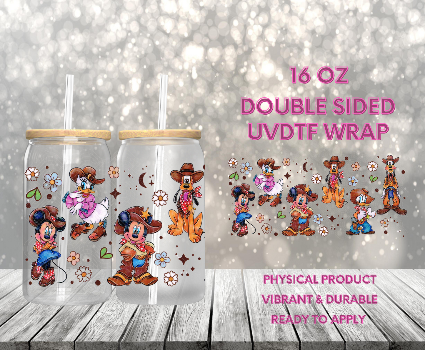 #990 Mouse Cowboy, 16 oz Doublesided UVDTF