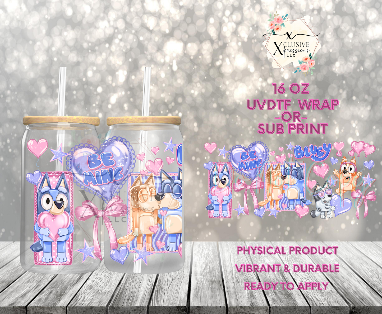 #913 Blue Dog Vday, 16 oz UVDTF P2O