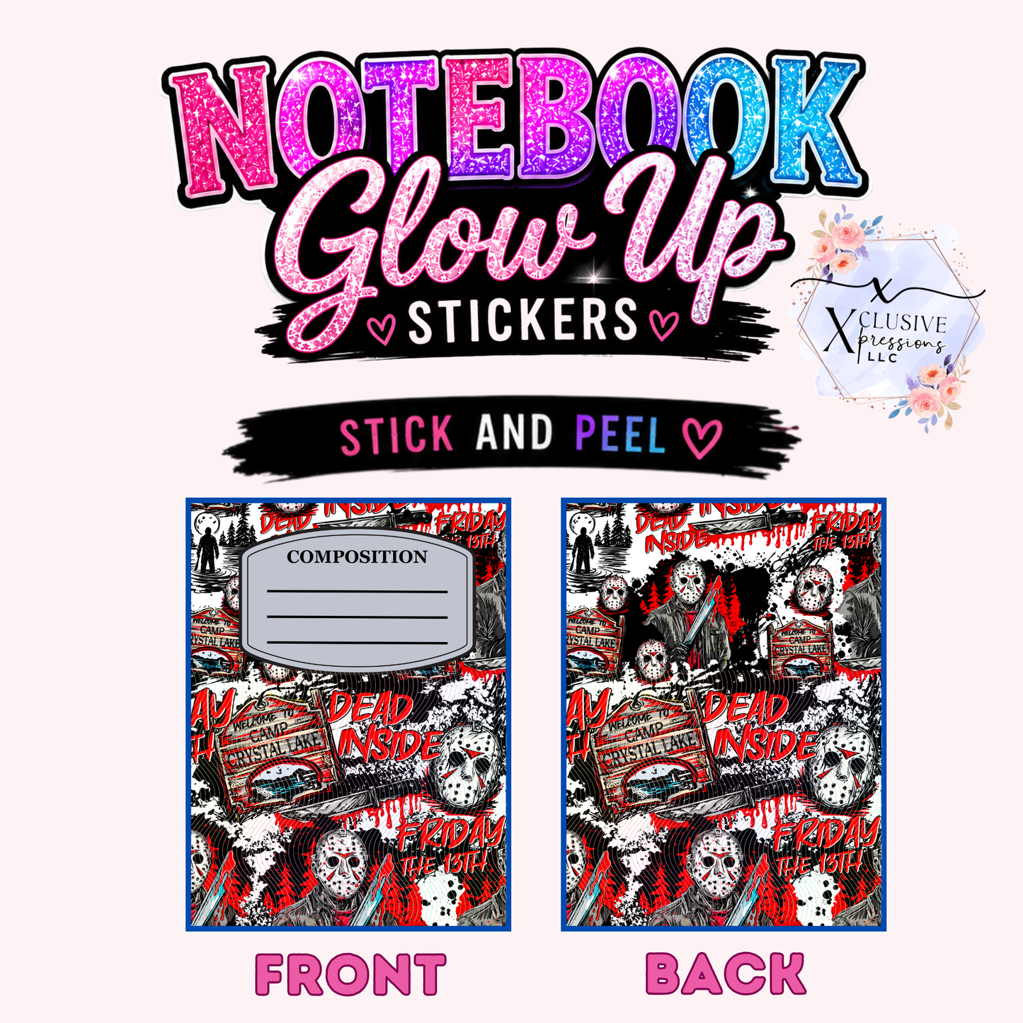 Friday 13th Horror, Notebook Glow Up™ Stickers