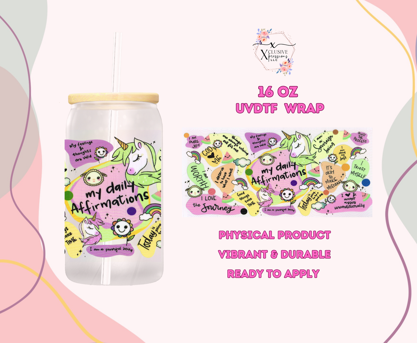 #1174 Kid Affirmations, Double-sided 16 oz UVDTF