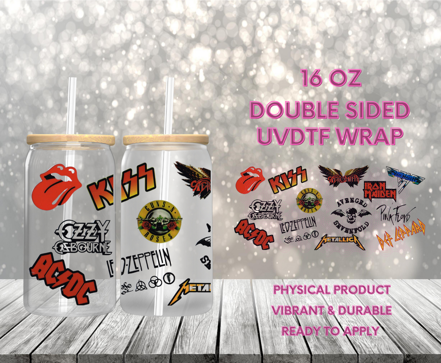 #991 Kiss Band, 16 oz Double-sided UVDTF