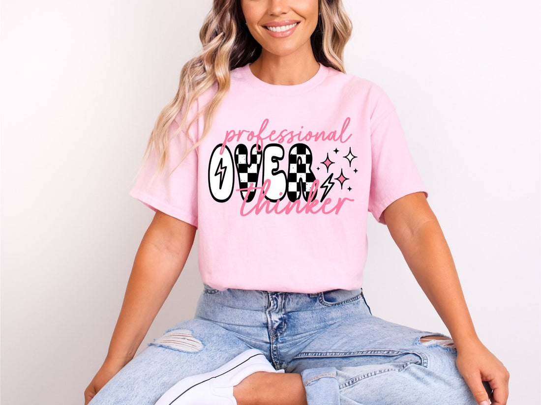 Over Thinker Humor, Glitter DTF Screenprint