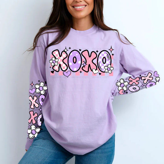 Xoxo Pink & Purple (2 Piece Set), Glitter DTF Screenprint