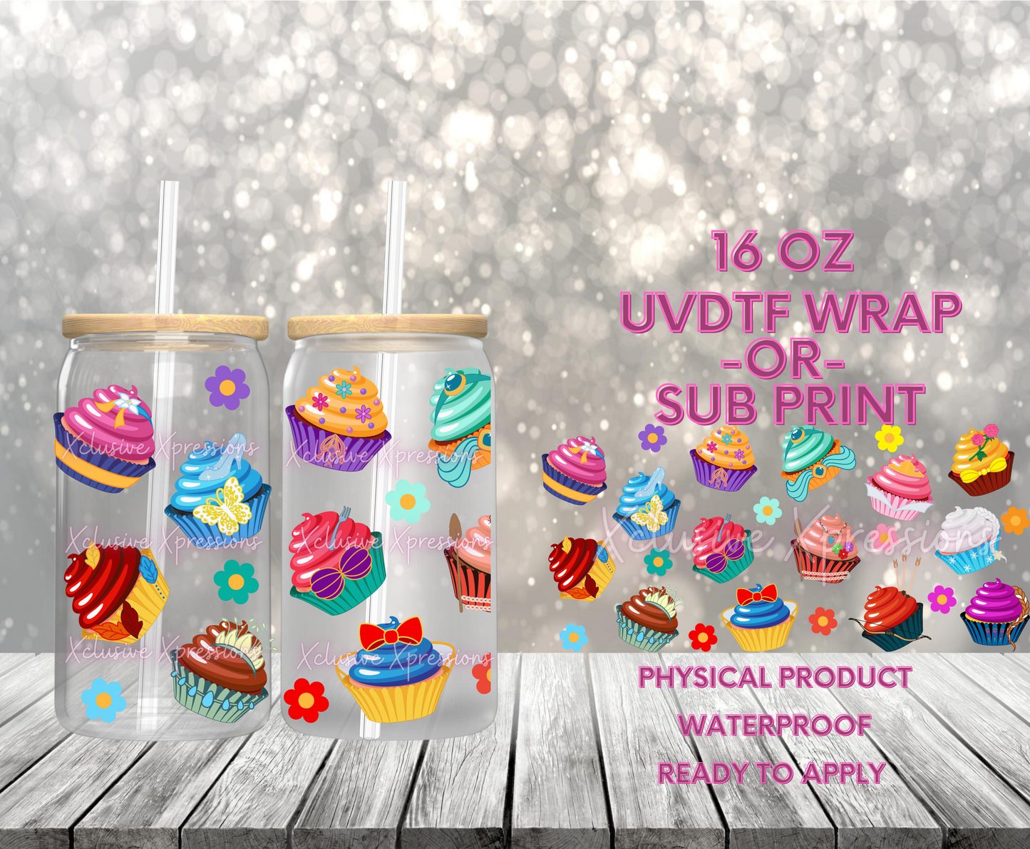 #629, Princess Cupcakes, 16 oz UVDTF P2O