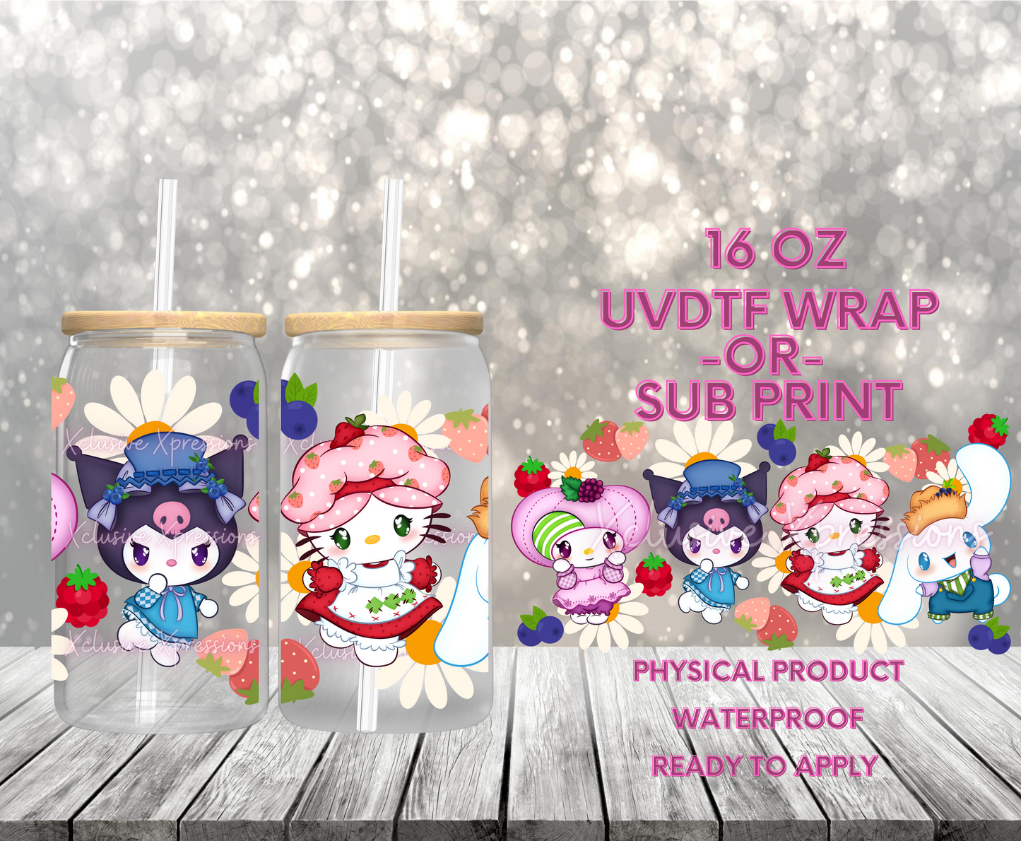 #637, HK Strawberry Friends, 16 oz UVDTF P2O