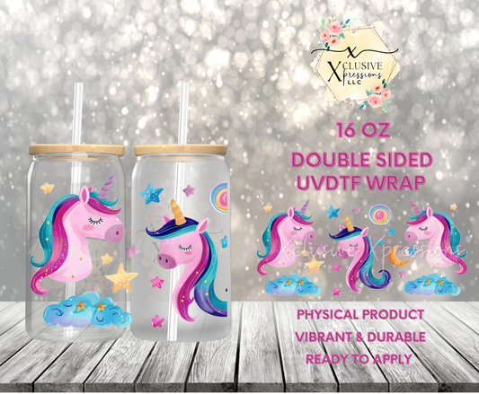 #887 Mini Unicorn, Double-Sided 16 oz UVDTF