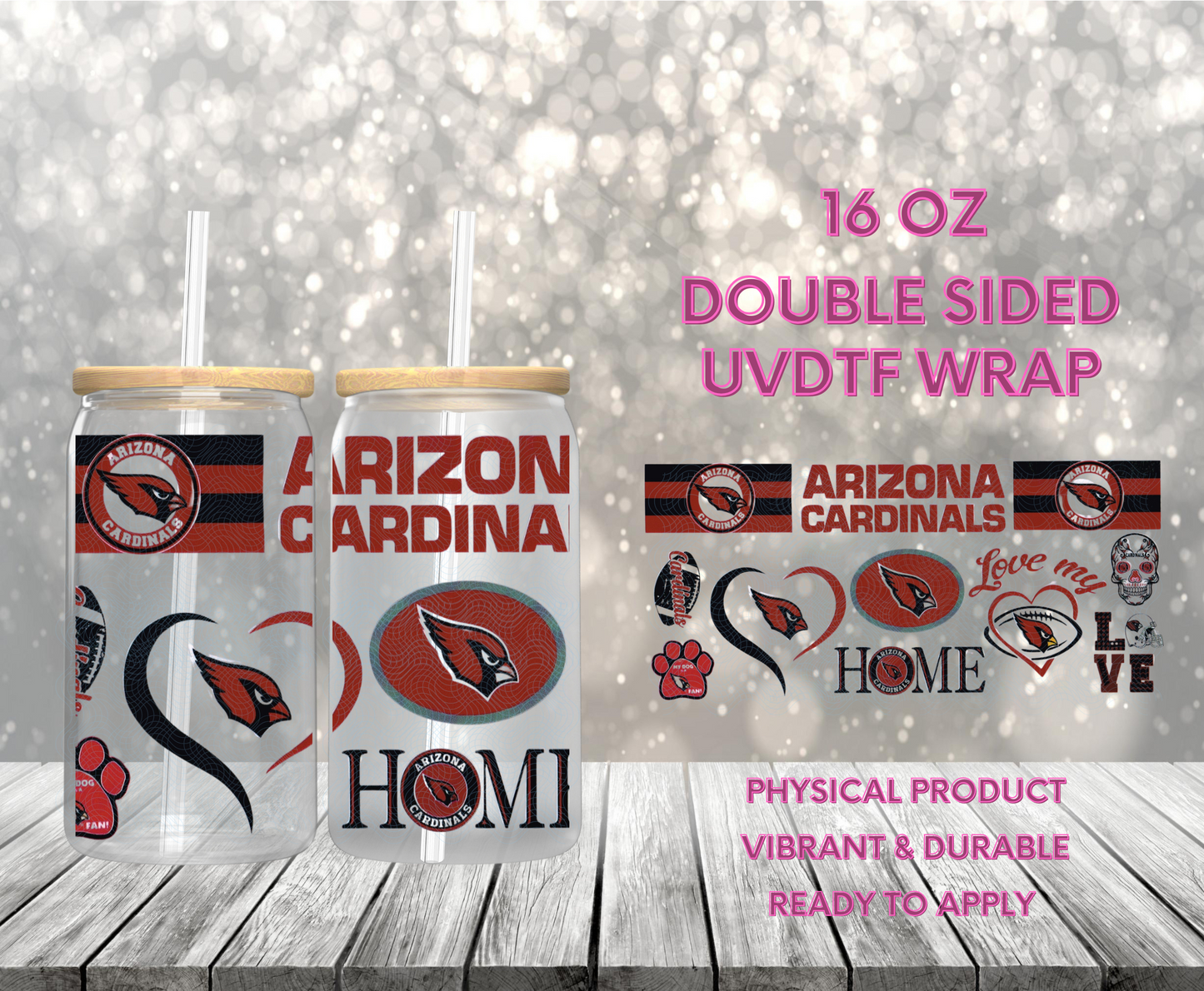 #1028 Cardinals, 16 oz Double-sided UVDTF