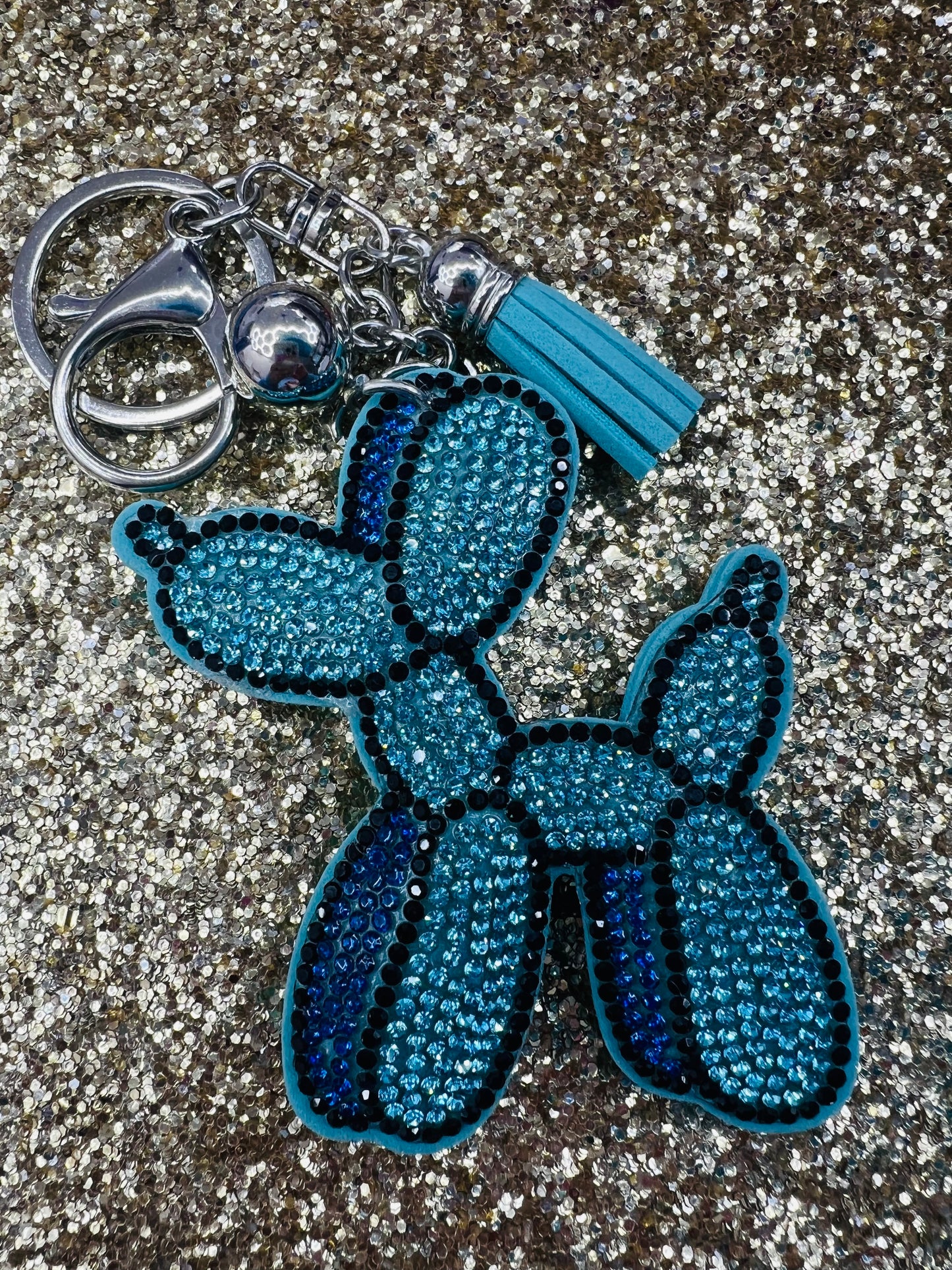 Balloon Dog Rhinestone Keychain