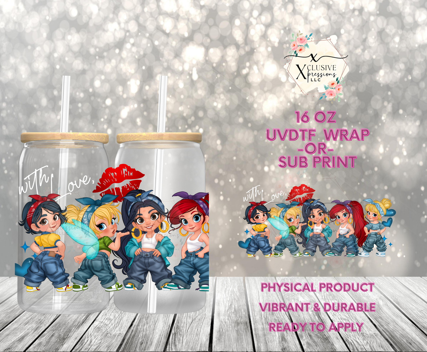 #954 Princess With Love, 16 oz UVDTF P2O