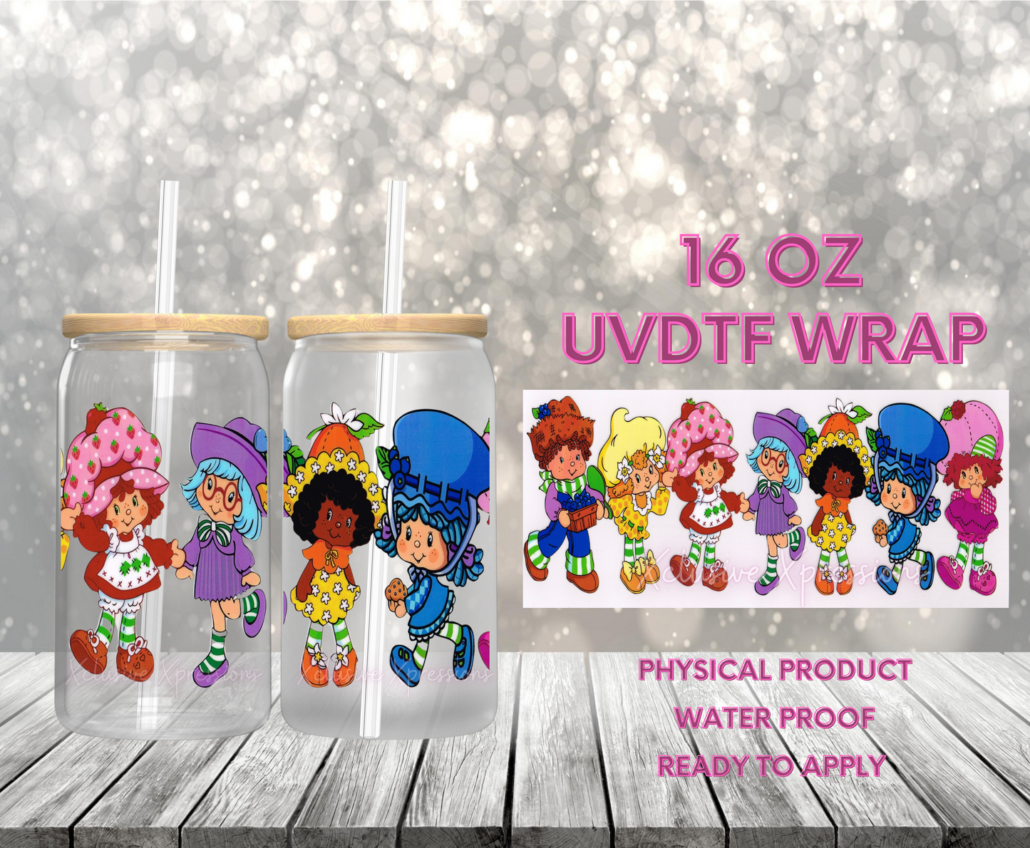 #7 Strawberry Friends, 16 oz Clear Back UVDTF