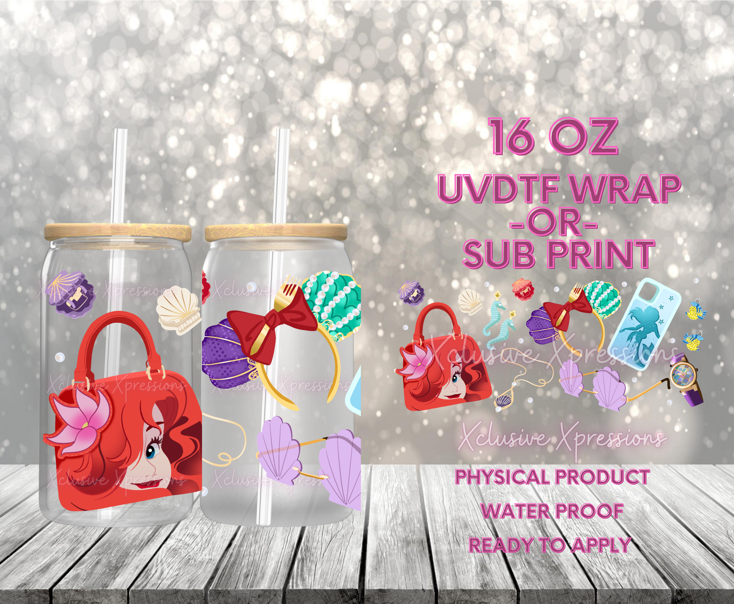 #615 Mermaid Purse Thingamabobs,  16 oz UVDTF P2O