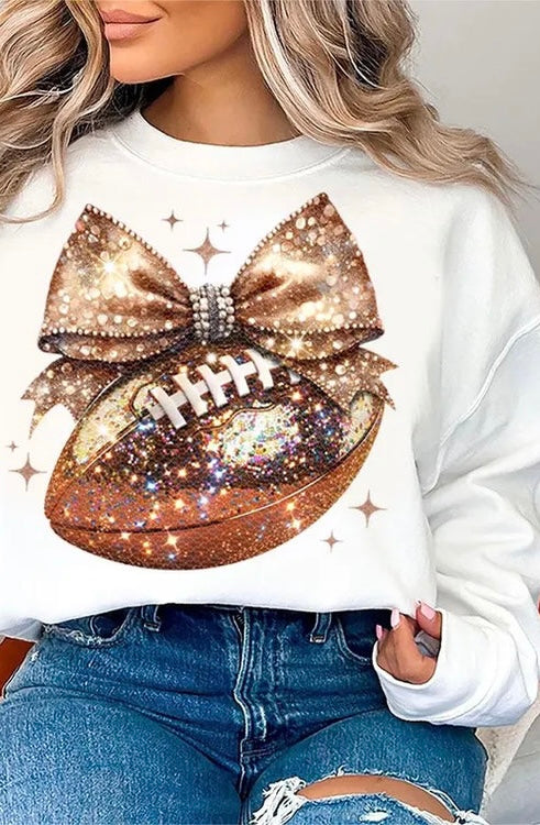 Football & Bow, RTS Glitter Screenprint