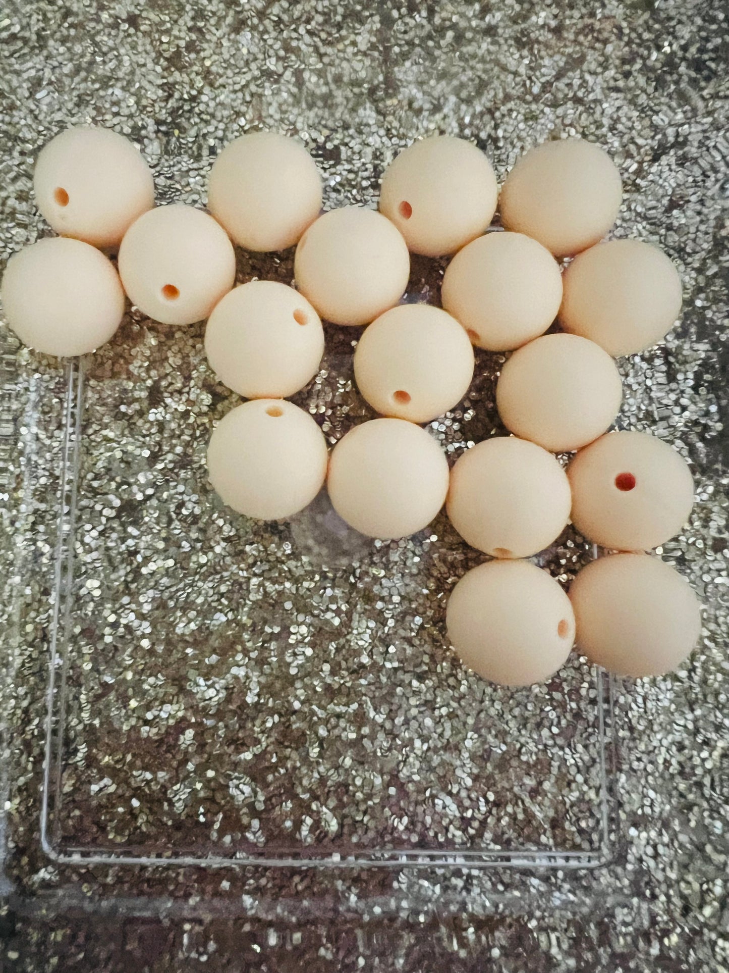 Beige, 15 mm Silicone Beads