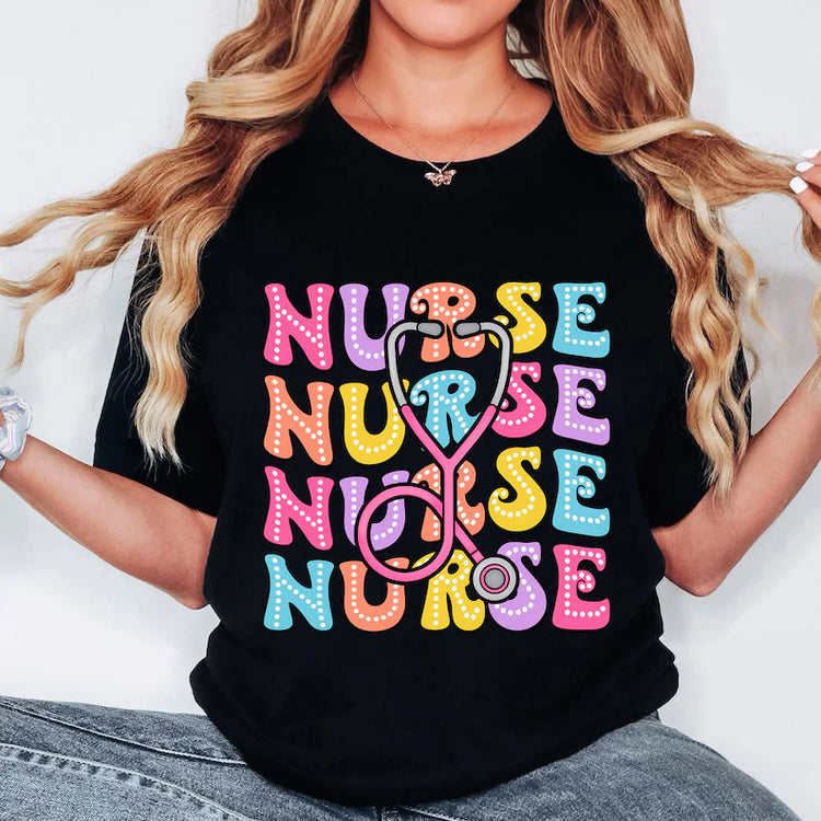 Nurse, Glitter DTF Screenprint