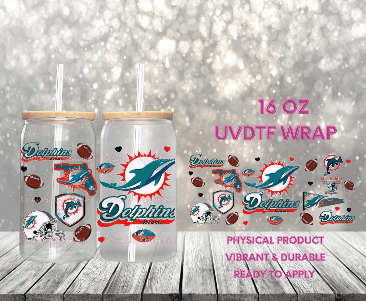 #723 Miami Dolphins Football, 16 oz UVDTF