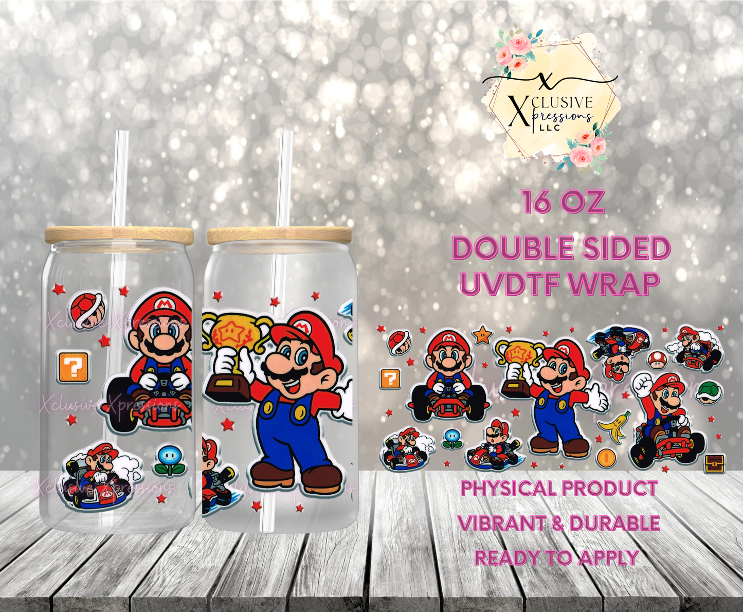 #876, Super Plumber Cart, Double-Sided 16 oz UVDTF