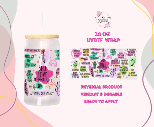 #1178 Self Love Affirmations, Double-sided 16 oz UVDTF