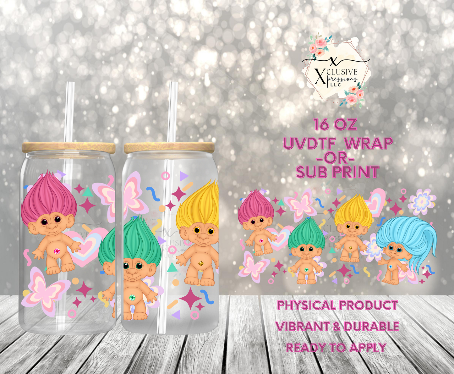 #965 Trolls, 16 oz UVDTF P2O