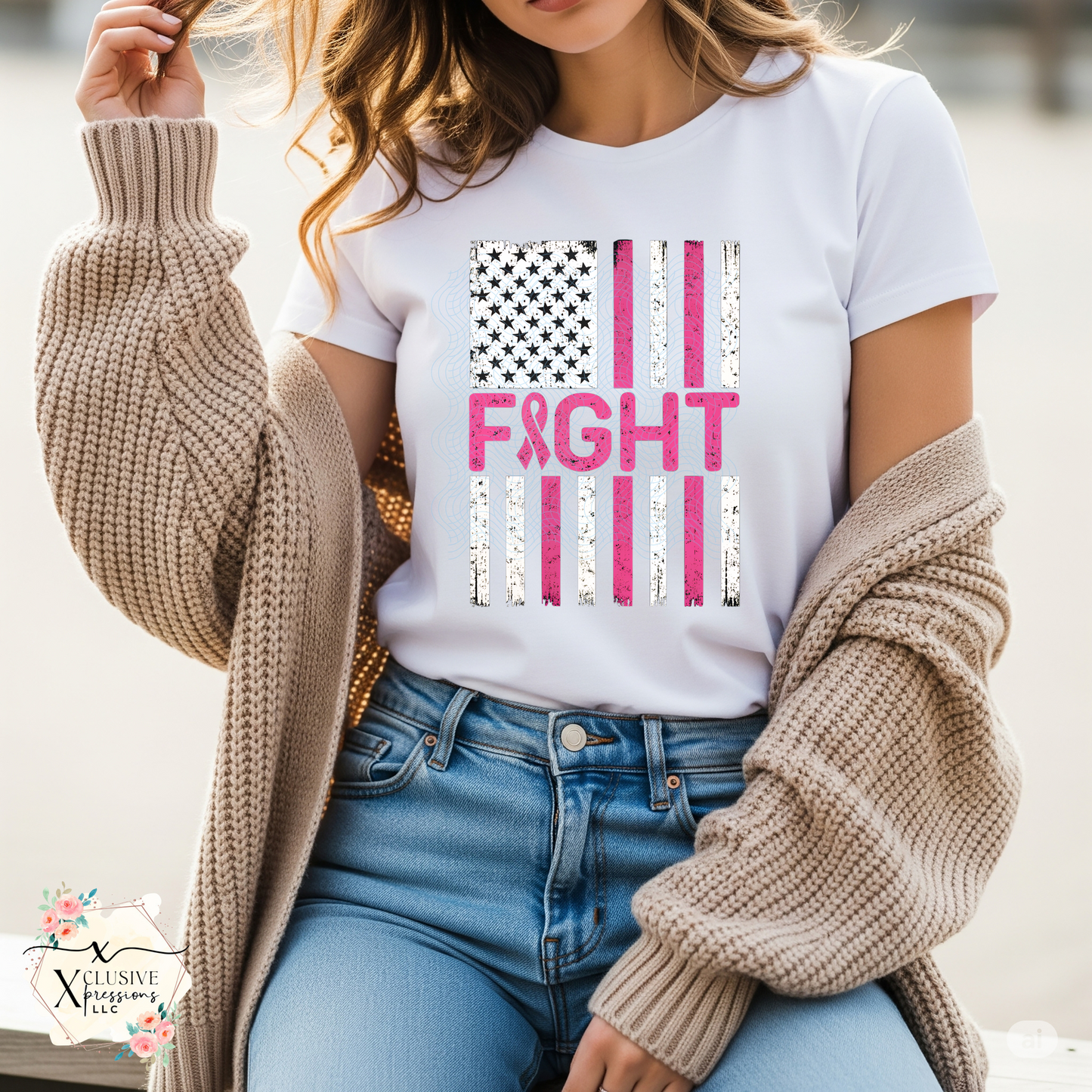 Breast Cancer Fight Flag, DTF P20