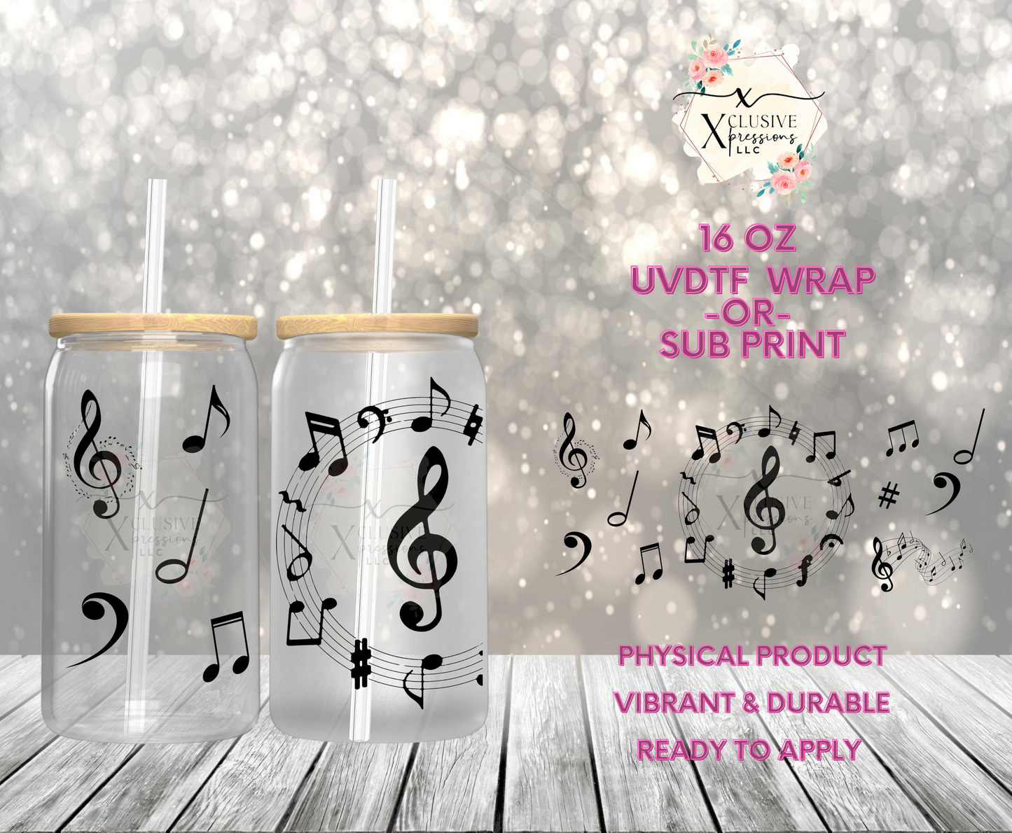 #910 Musical Notes, 16 oz UVDTF P2O