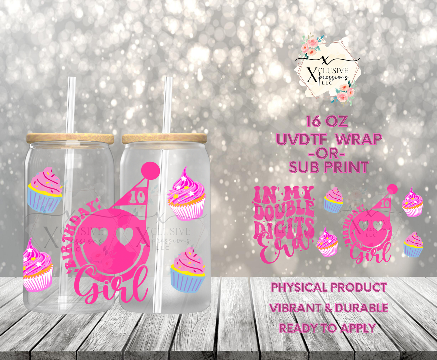 #869 Double Digit Era Bday, 16 oz UVDTF P2O