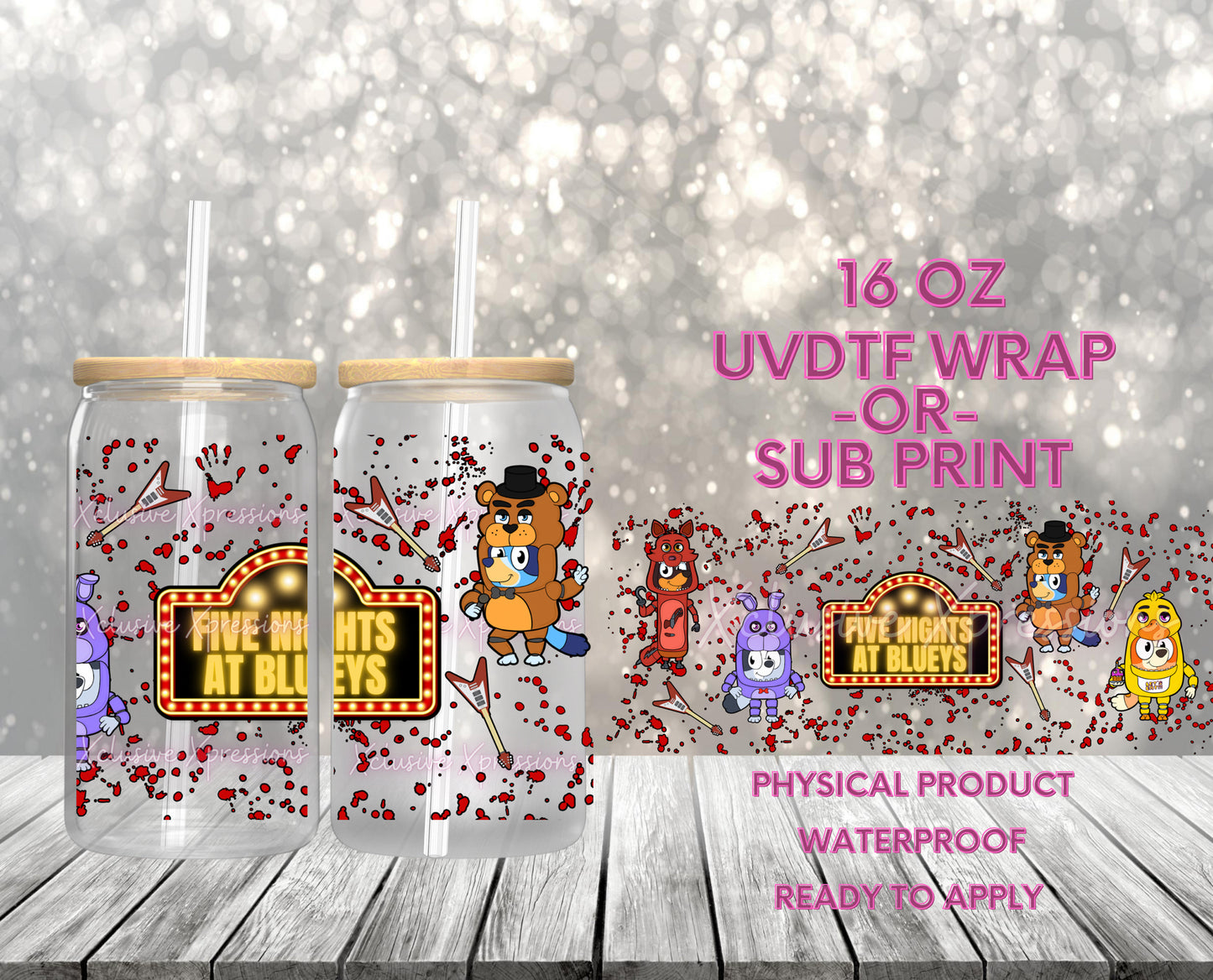 #647, Five Nights, 16 oz UVDTF P2O