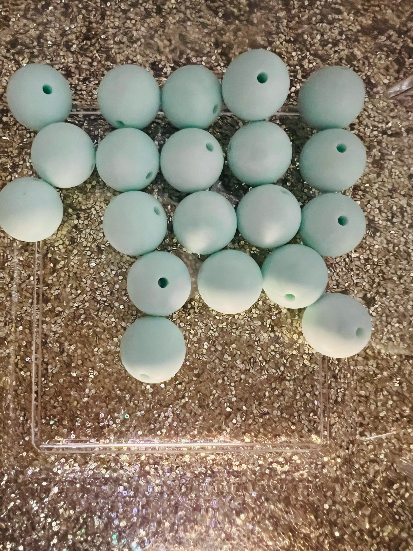 Aqua, 15 mm Silicone Beads