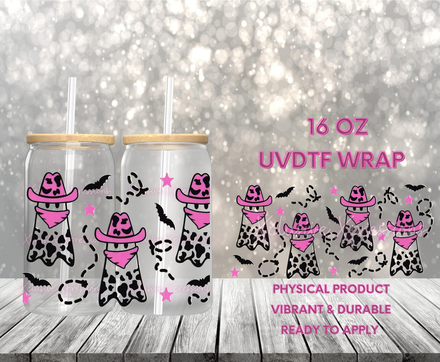 #691 Ghost Cowgirl, 16 oz Double-sided UVDTF