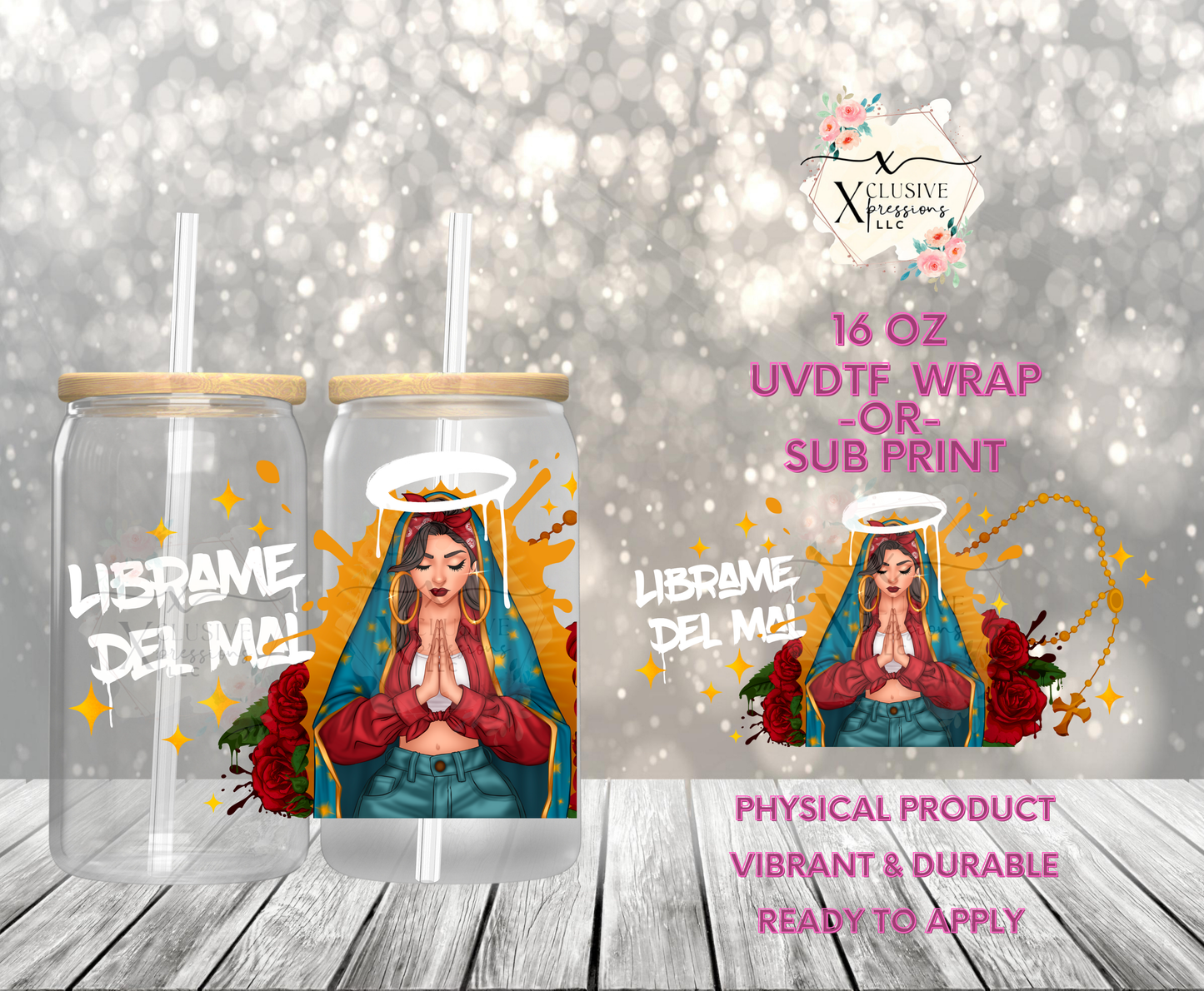 #964 Virgen Chola, 16 oz UVDTF P2O