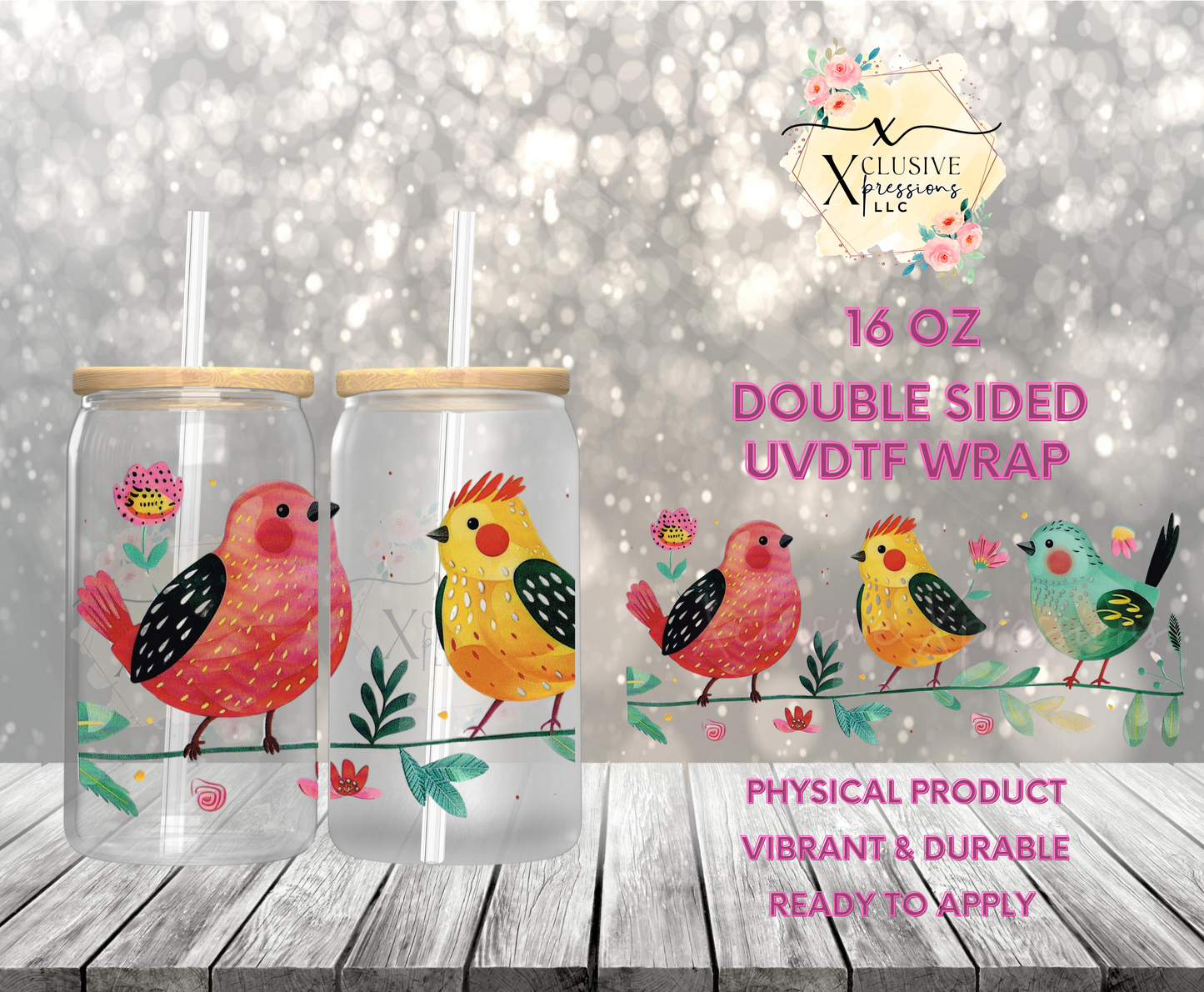 #902 Birds, Double-Sided 16 oz UVDTF