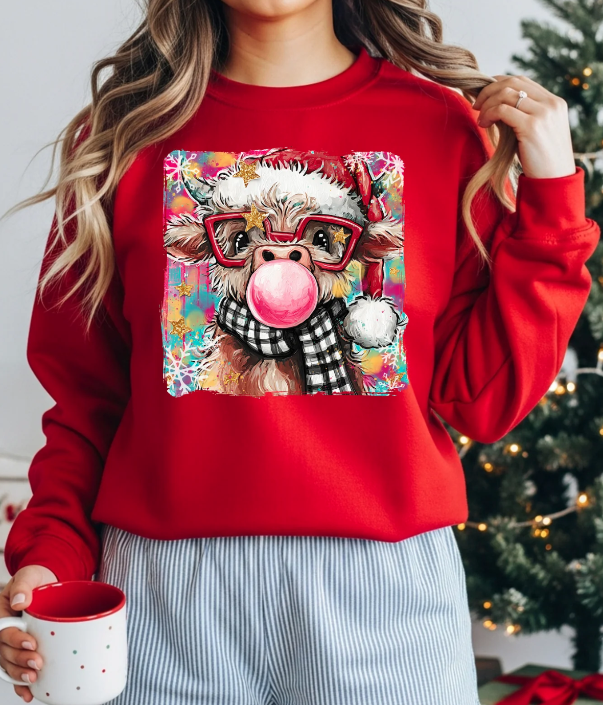 Cow Bubblegum Xmas, Glitter Screenprint