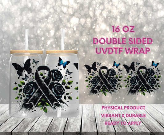 #1044 Black Awareness Ribbon, 16 oz Double-sided UVDTF