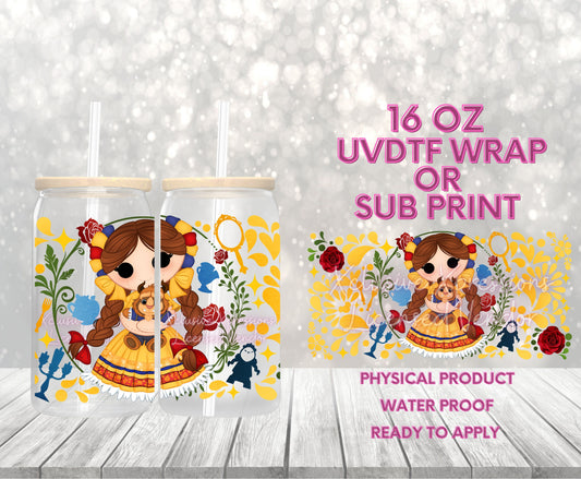 #621, Beauty Princess Doll, POD 16 oz UVDTF P2O