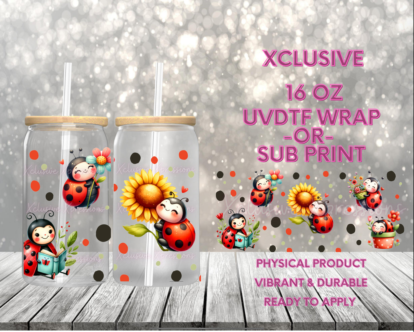#716 Ladybug, POD Xclusive 16 oz UVDTF or Sub