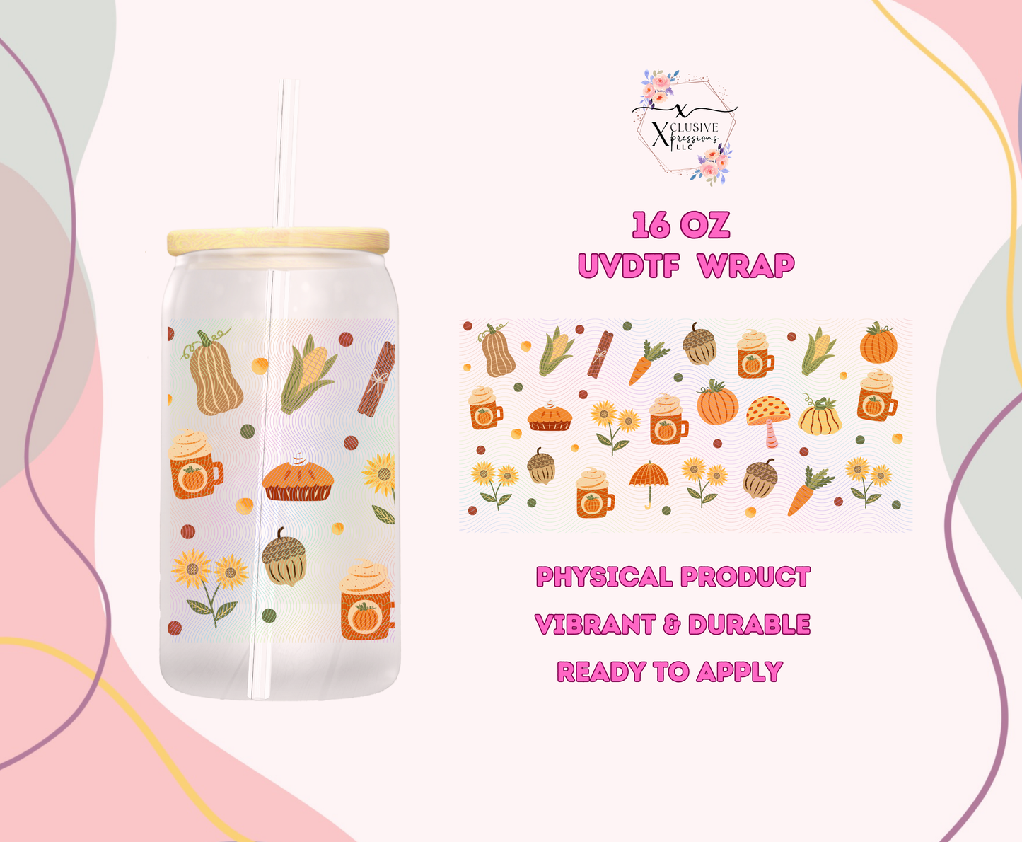 #1201 Fall Pumpkin Spice, 16 oz UVDTF P2O