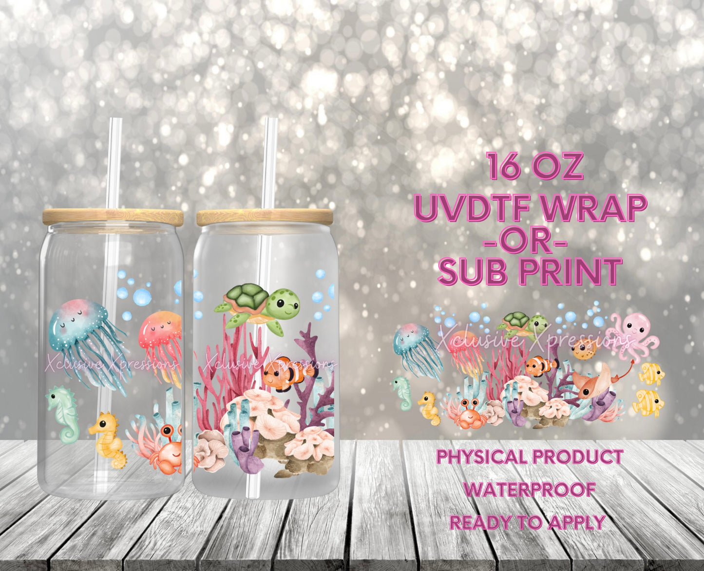 #597 Sea & Ocean Animals,  16 oz UVDTF P2O