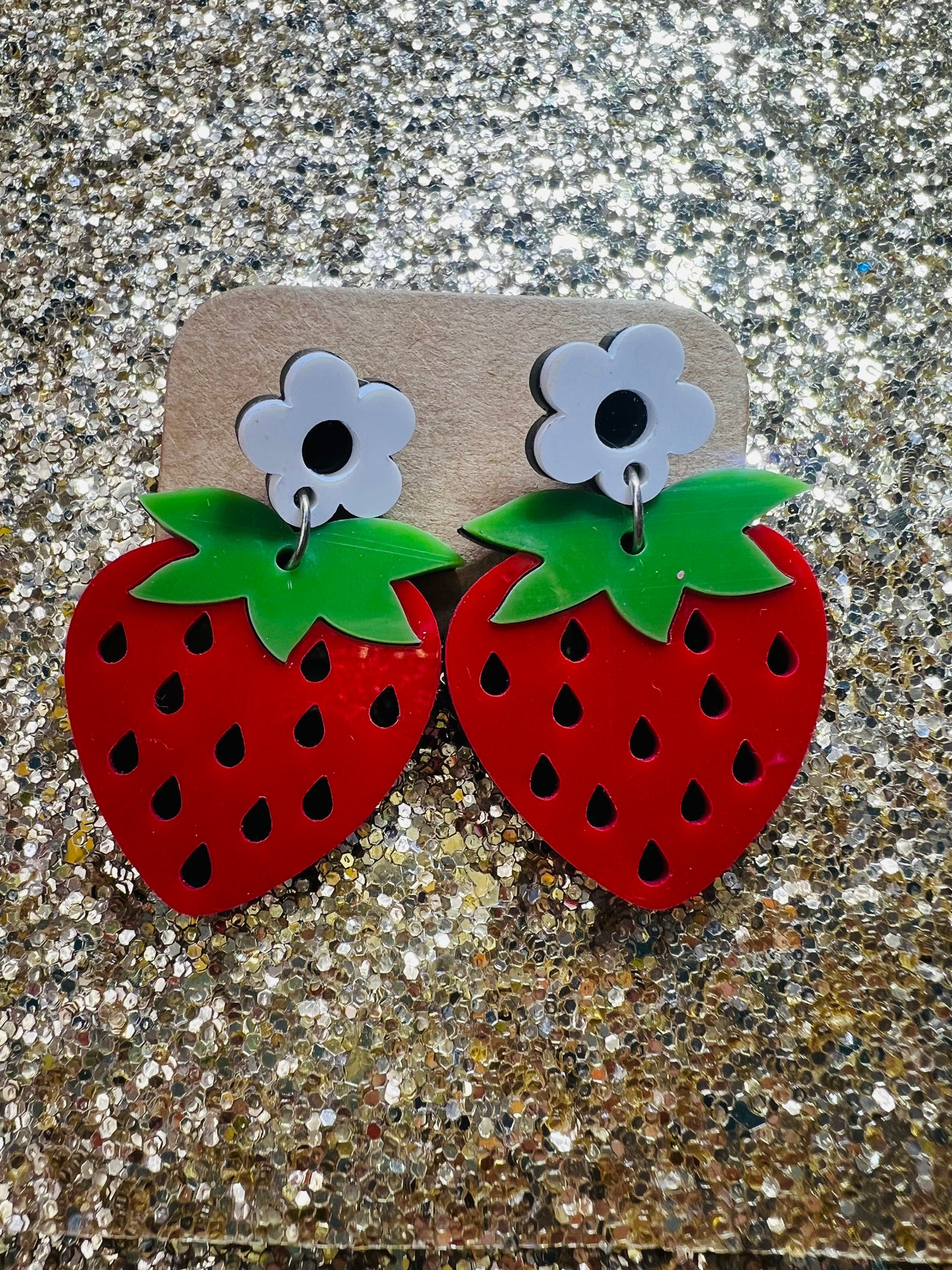 Strawberry Daisy Matte Earrings