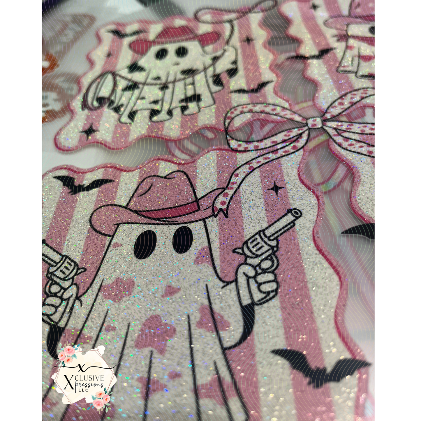 Western Pink Ghost, Glitter DTF Screenprint