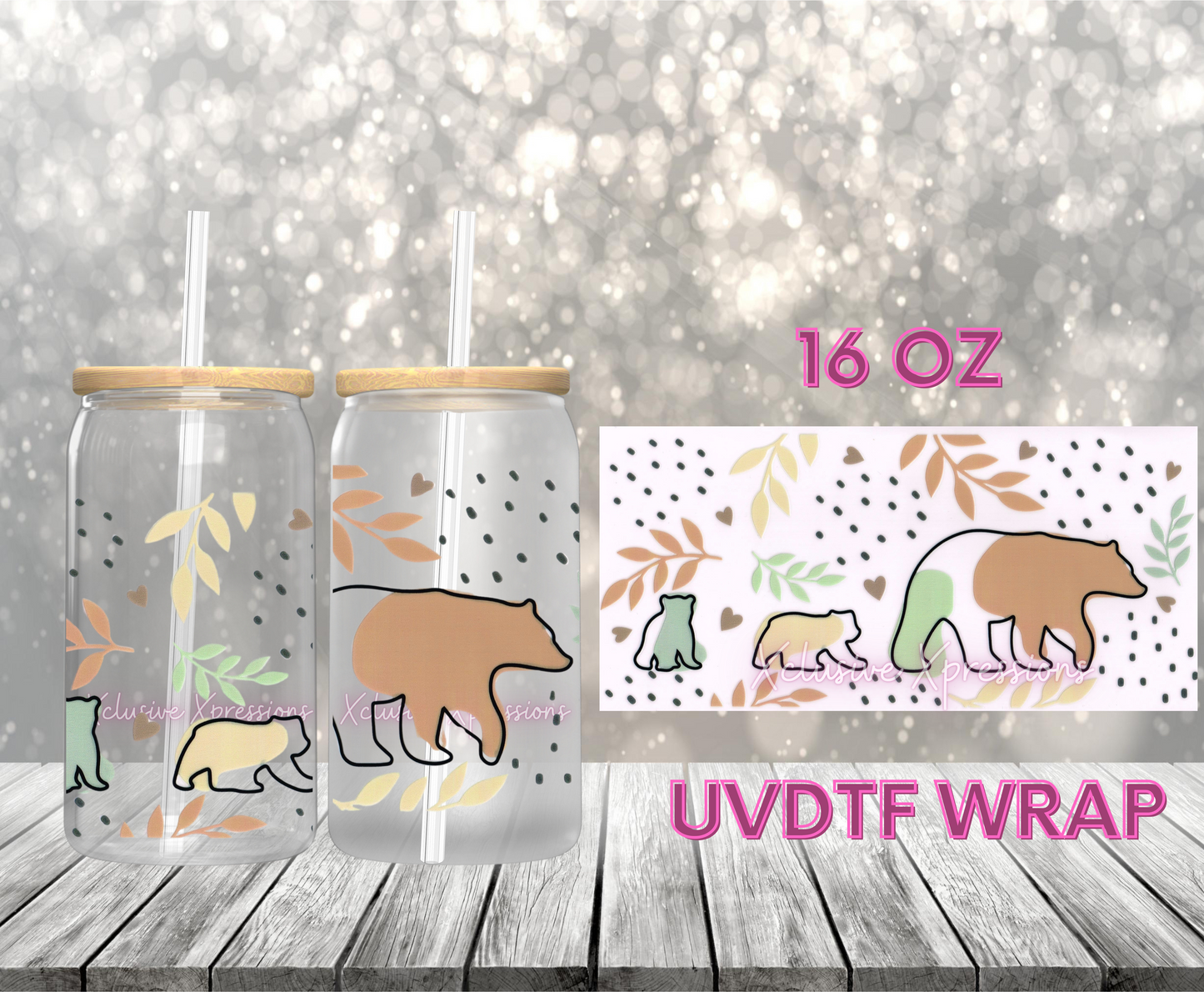 #351 Mama Bear, 16 oz Clear Back UVDTF