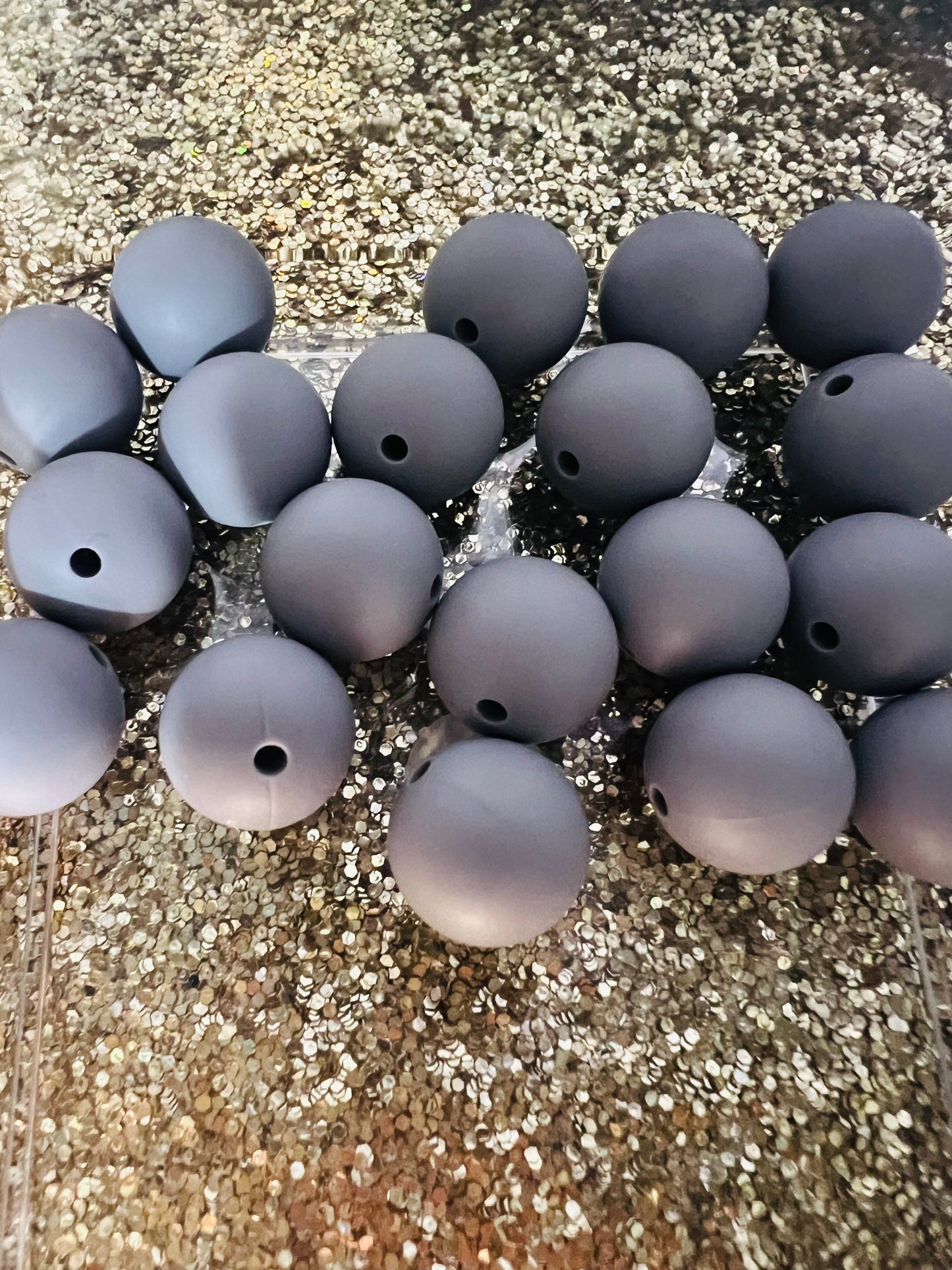 Gray, 15 mm Silicone Beads